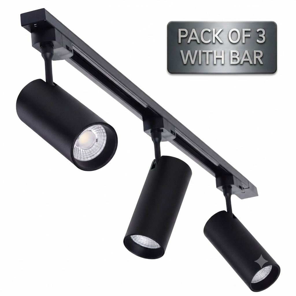 Set of 3 track lights with 1 meter bar