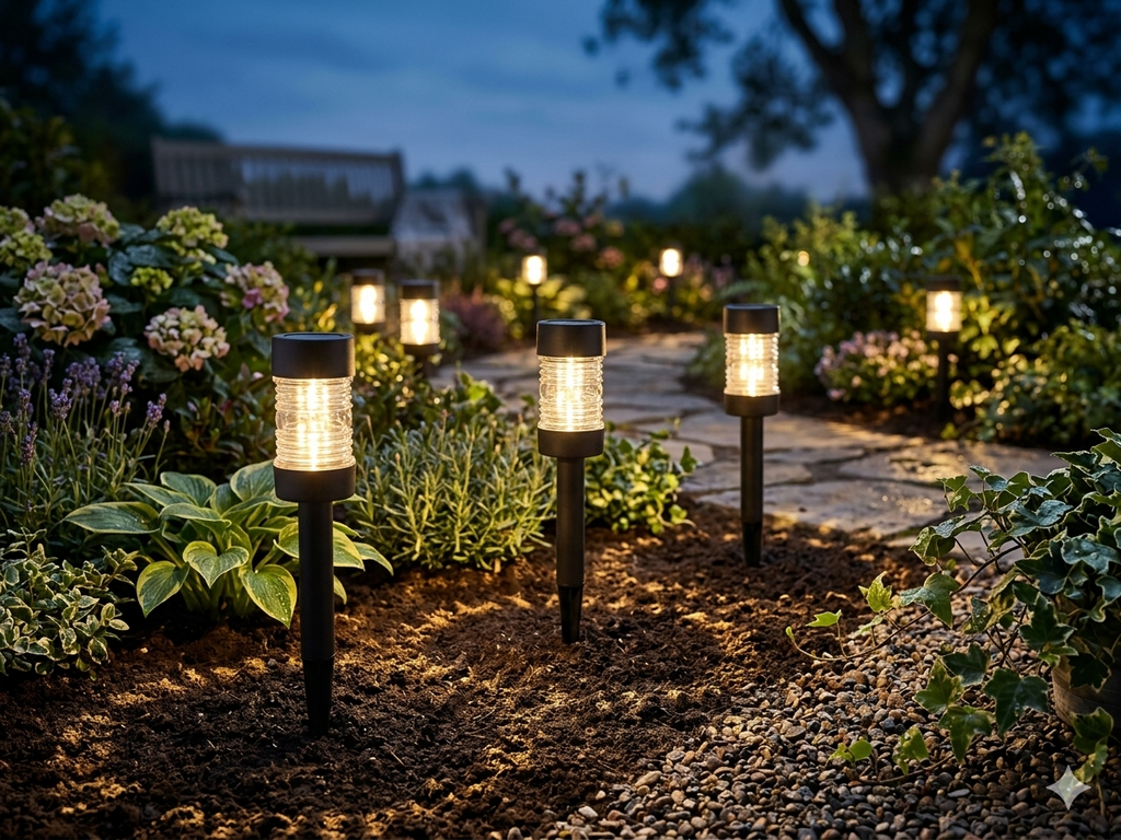 Solar Garden Bollard Light spike type  3000K