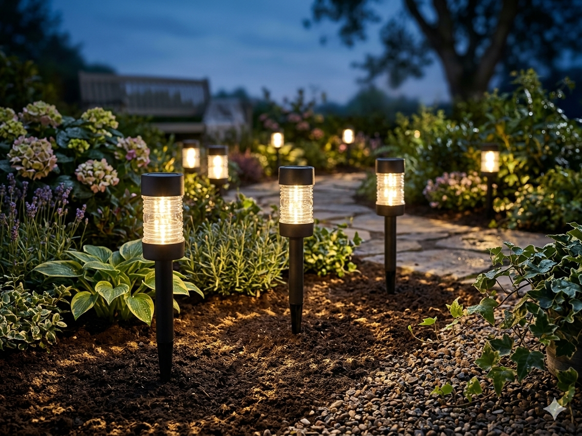Solar Garden Bollard Light spike type  3000K