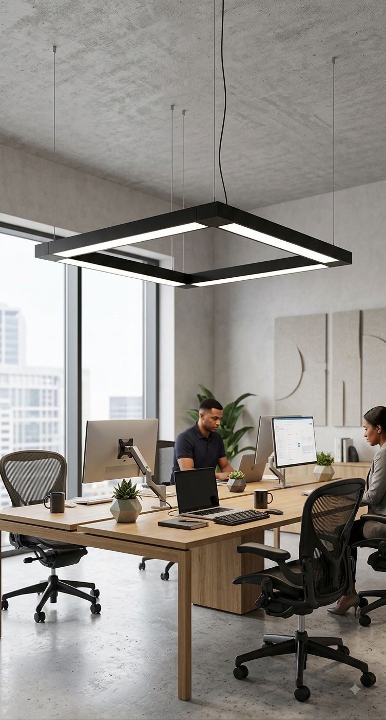 Hanging linear light square shape
